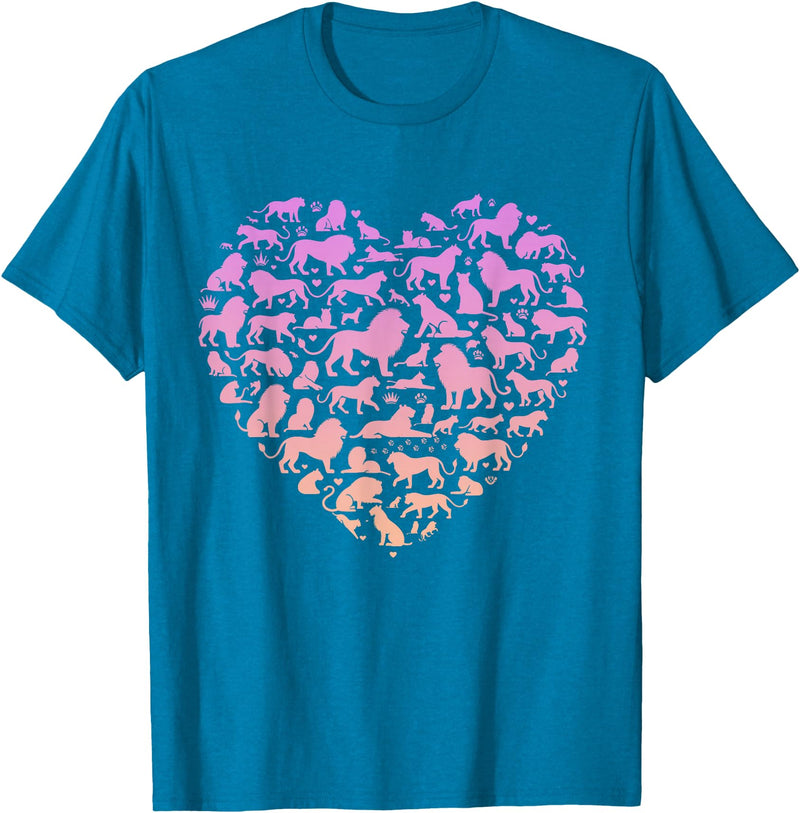 Girls Lion Design Silhouette Lions Design for Lion Lover | Girls Lion T-Shirt - Sapphire Blue