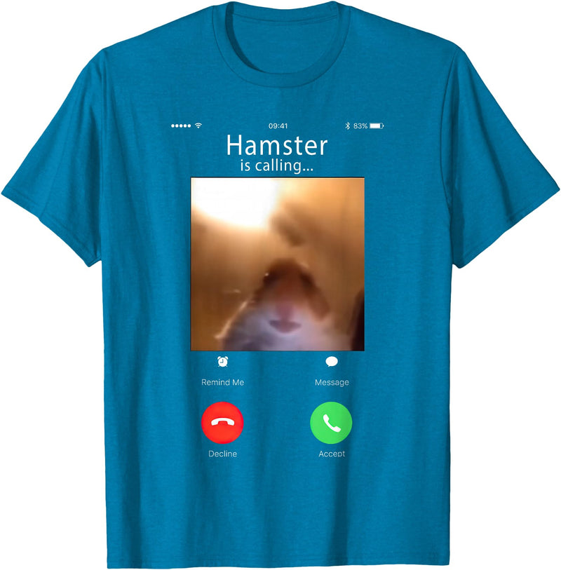 dank Meme Hamster Staring Front Camera Hamster Calling T-Shirt - Sapphire Blue