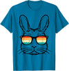 Easter Bunny Face Sunglasses Retro Rabbit Men Boy Kids Youth T-Shirt in Sapphire Blue