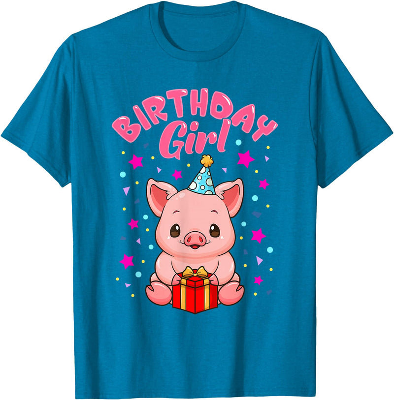 CC Piggy Stuff Pig Birthday Girl Piggy Party Gift Women T-Shirt - Sapphire Blue