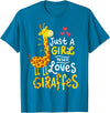 Giraffes Giraffes Giraffes Giraffe Just A Girl Who Loves Giraffes Gift T-Shirt Small - Sapphire Blue