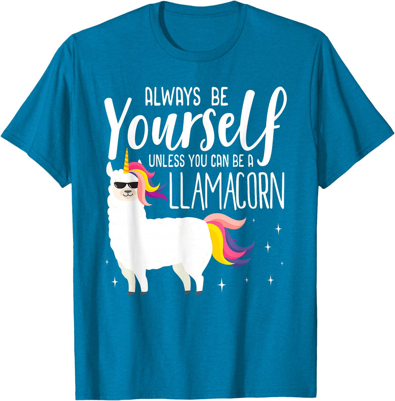 Llamacorn Clothing Always be a Llamacorn T Shirt | Fantasy Magic Llama Unicorn T-Shirt - Sapphire Blue