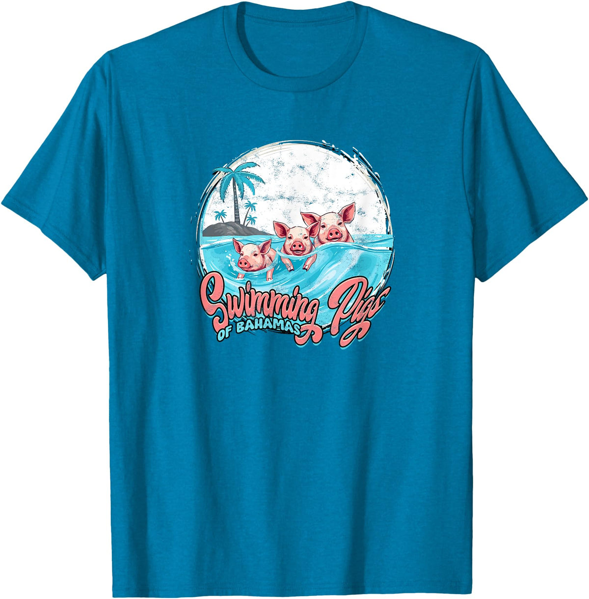 Bahamas Beach Fan Swimming Pigs Bahamas - Fun T-Shirt - Sapphire Blue