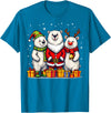 Christmas Polar Bear Santa Elf Reindeer Holiday Cute Christmas Polar Bears in Santa Elf and Reindeer Costume T-Shirt - Sapphire Blue