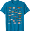 Botanical Chart Apparel Co. Vintage Fish Identification Chart Fishing T-Shirt - Sapphire Blue