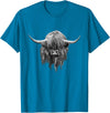 Scottish Highland Cows by brodyquixote Hamish The Scottish Highland Cow Portrait T-Shirt - Sapphire Blue