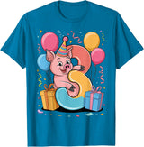 3rd Girls, Boys Pig 3 Birthday Pig 3rd birthday for boy girl 3 years old third three Pig T-Shirt - Sapphire Blue