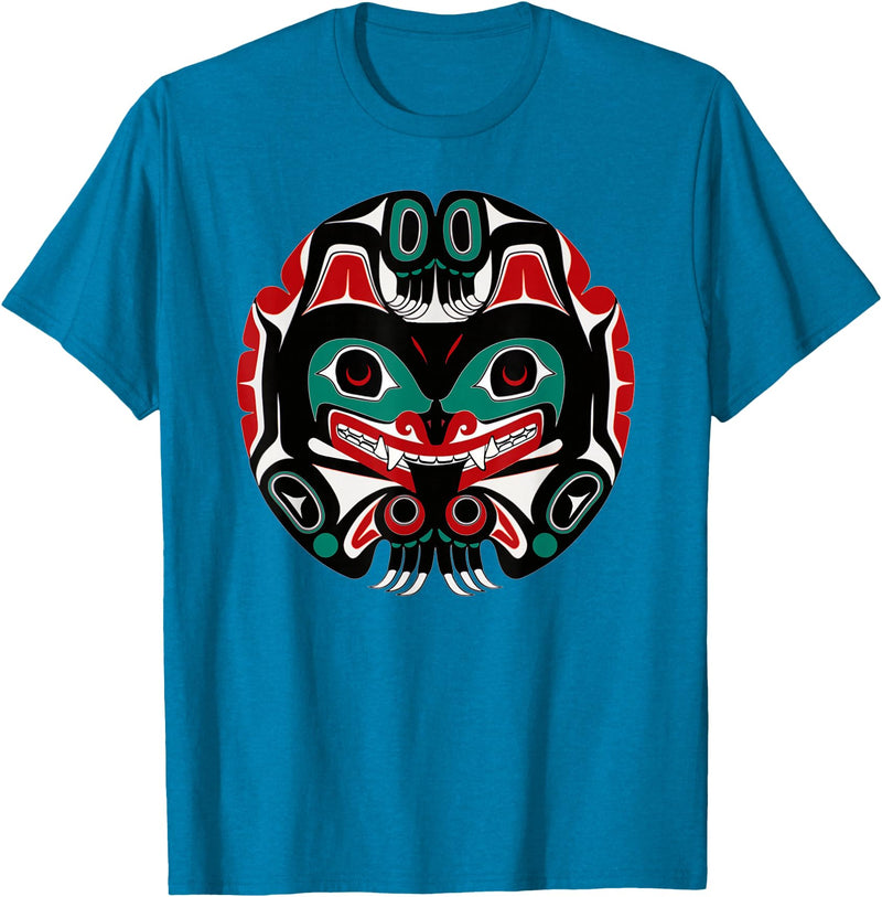 Tribal America Alaska Native American Art Tlingit Eagle Tribal Bear Clan T-Shirt - Sapphire Blue
