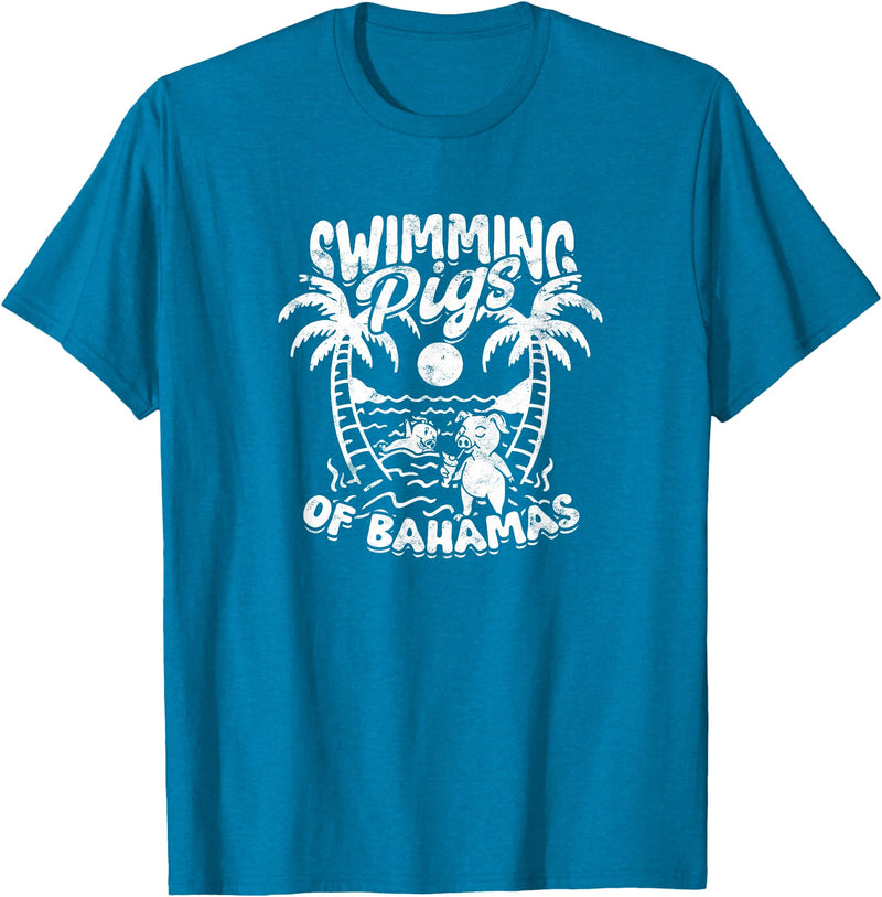Bahamas - Animals - Attraction SWIMMING PIGS OF BAHAMAS - Bahamas T-Shirt - Sapphire Blue