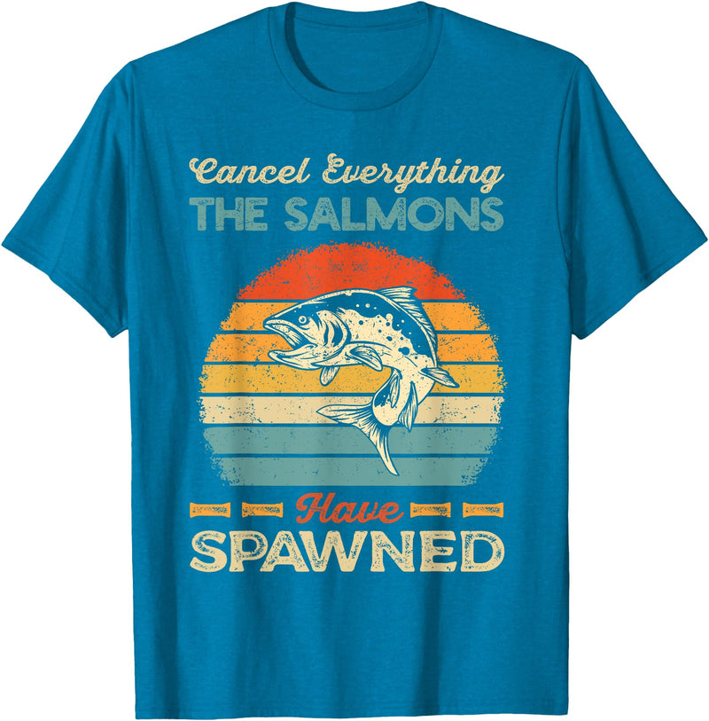 Cool Salmon Fishing Recreational Saltwater Apparel Fishing Salmon Spawning Angling Smolt Fish Salmonidae Hobby T-Shirt - Sapphire Blue