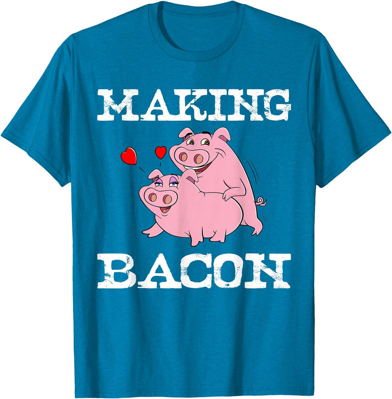 Funny Bacon Tee Gifts for Men Women Funny Pigs Making Bacon Tee Cute Pork Breakfast Tee Women T-Shirt - Sapphire Blue