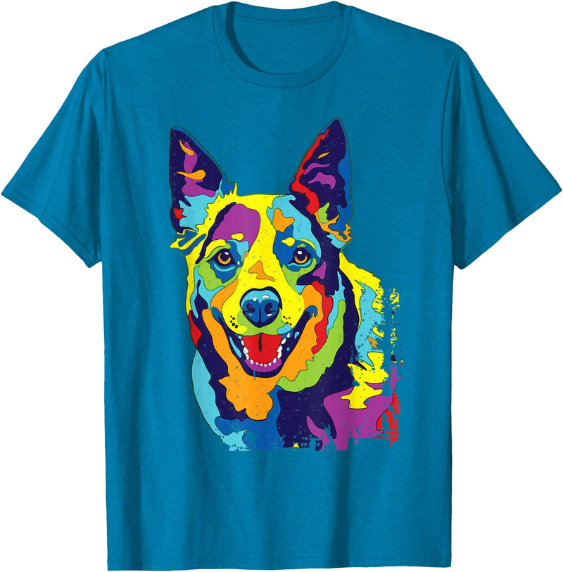 Funny Dog Lover Shirts Cattle Dog Shirt Funny Australian Cattle Dog Pop-Art Shirt T-Shirt - Sapphire Blue