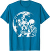 Cute Skeleton Boxer Dog Halloween Women Men Skeleton Hugging Dog Halloween Boxer Lover Mom Dad T-Shirt - Sapphire Blue