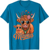 Scottish Farm Matching Mom Daughter Highland Cow Highland Cow Mama Mom Baby Calf Daughter Floral Mothers Day T-Shirt -