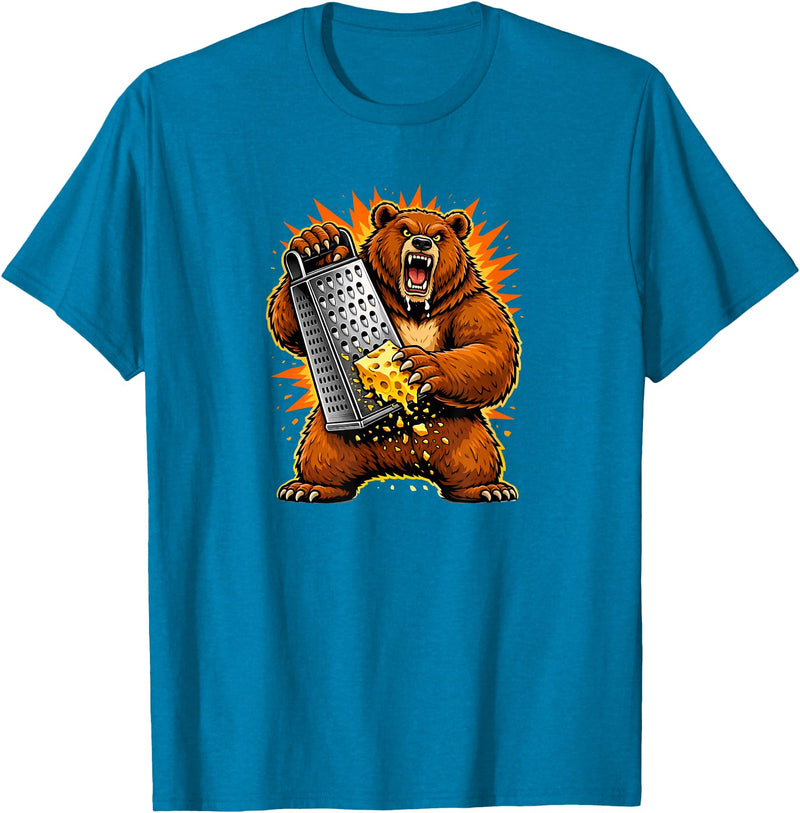 I Hate Wisconsin Tees Angry Bear Grating Cheese Grater Hater T-Shirt - Sapphire Blue