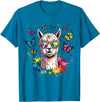 Funny Llama Lover Graphics Cute Llama with Sunglasses Animal Art Graphic Funny Alpaca T-Shirt - Sapphire Blue
