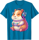 Funny Cute Hamster Gamer Adorable Video Game Animal Design T-Shirt - Sapphire Blue