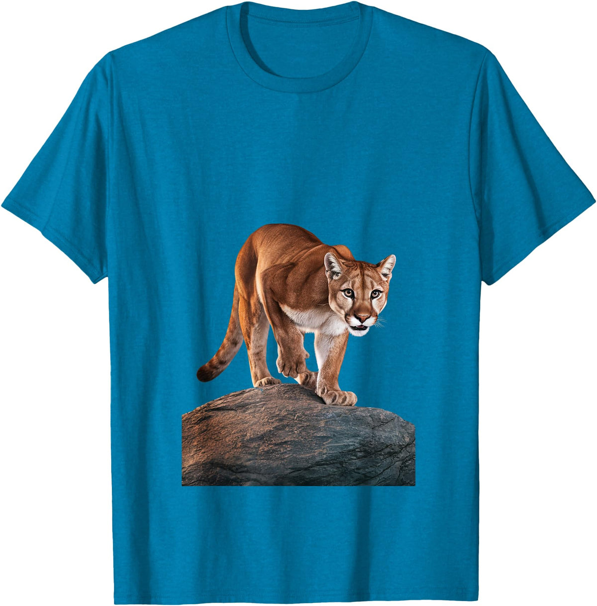 Mountain Lion Prowling and almost about to attack Mountain Lion on The Hunt and About to Pounce T-Shirt - Sapphire Blue