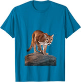 Mountain Lion Prowling and almost about to attack Mountain Lion on The Hunt and About to Pounce T-Shirt - Sapphire Blue