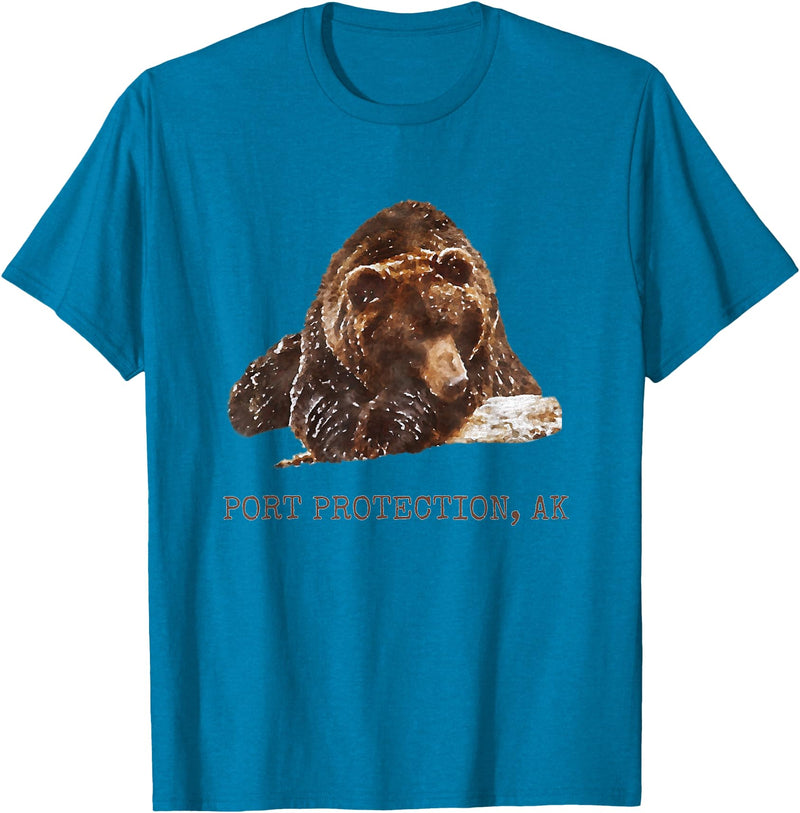 Port Protection Alaska Wild Grizzly Bear Nature Port Protection Brown Grizzly Bear In Snow Alaska Pacific NW T-Shirt - Sapphire Blue