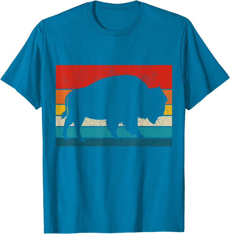 We Love Bison Bison Retro American Buffalo National Park Vintage T-Shirt - Sapphire Blue