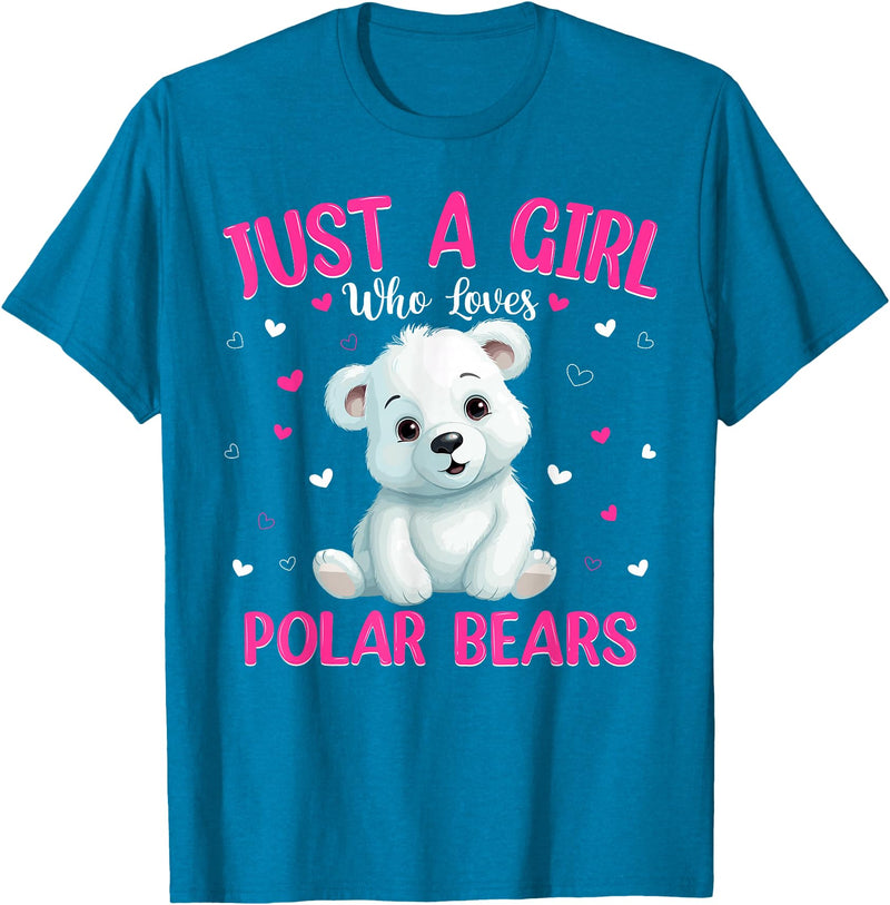 Just A Girl Who Loves Polar Bear Gifts Co. Just A Girl Who Loves Polar Bear Women Girls Cute Polar Bear T-Shirt - Sapphire Blue