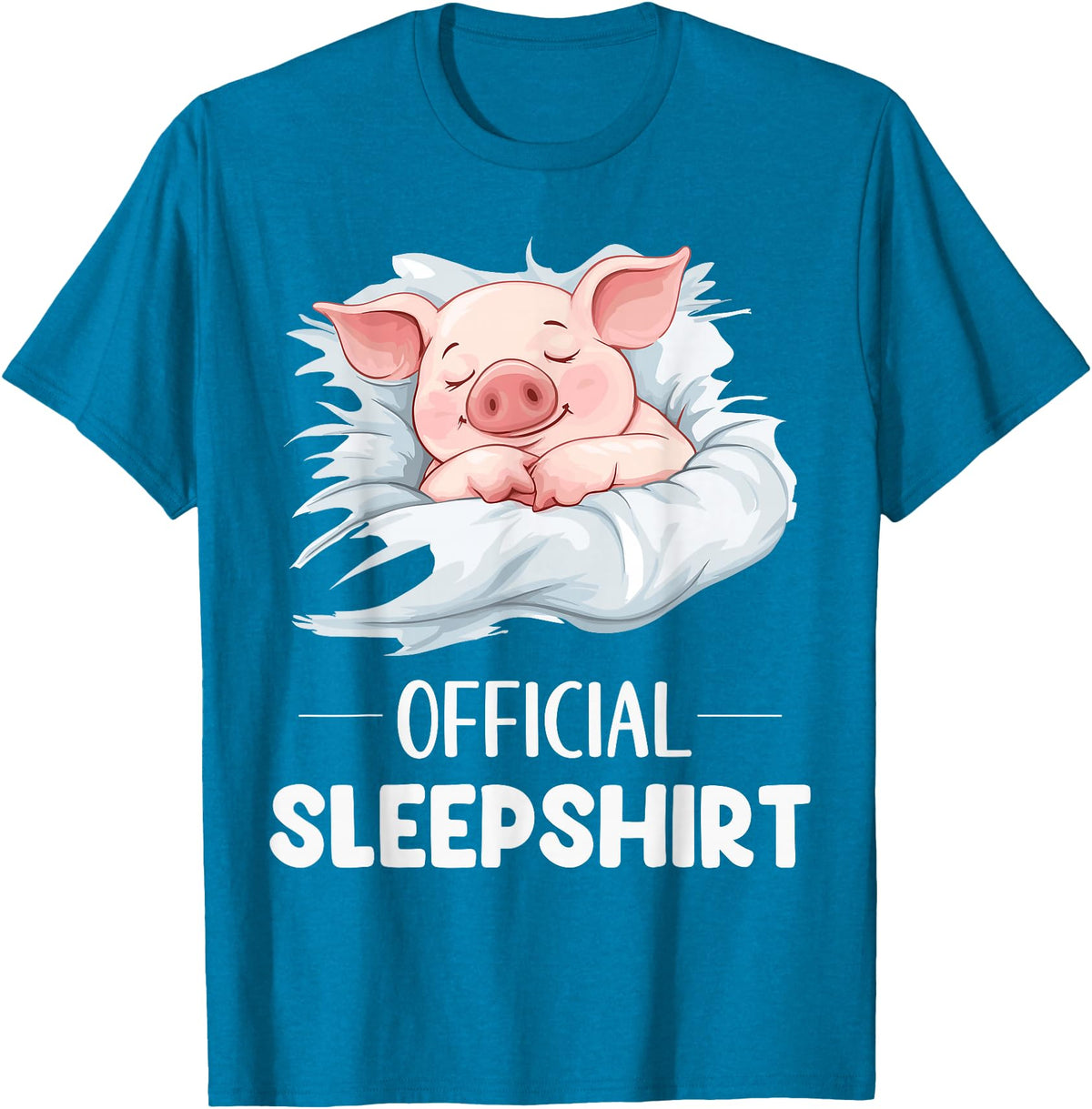 Cute Sleeping Pig Nightgown Sleepwear Pajama Official Sleepshirt Cute Sleeping Pig Animal Lovers Pajama T-Shirt - Sapphire Blue
