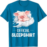 Cute Sleeping Pig Nightgown Sleepwear Pajama Official Sleepshirt Cute Sleeping Pig Animal Lovers Pajama T-Shirt - Sapphire Blue