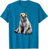 Arctic Wildlife Music Lover Designs Polar Bear Headphones Music Lover Funny Arctic DJ T-Shirt - Sapphire Blue