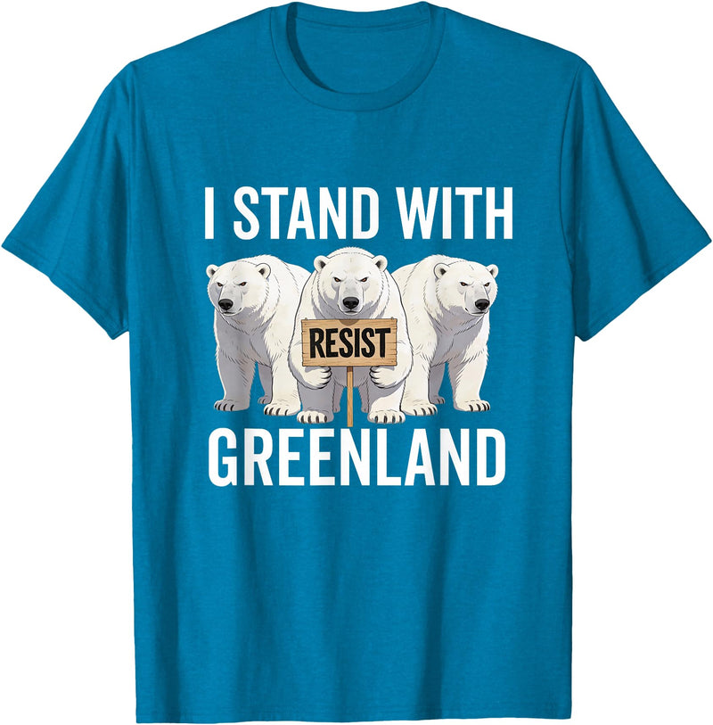 I stand with Greenland Merch Apparel I Stand with Greenland Protest Polar Bear Greenland Denmark T-Shirt - Sapphire Blue