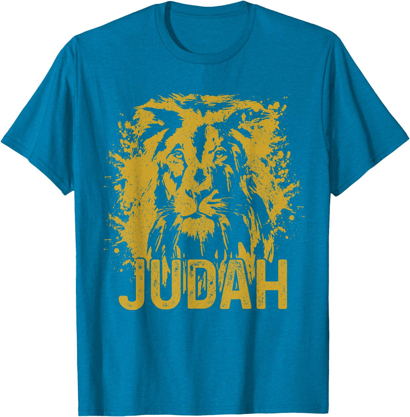 Lion Of Judah Designs Co. Lion Of Judah Rastafari Ethiopia Africa Reggae Lion T-Shirt - Sapphire Blue