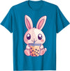 Kawaii Bunny Rabbit Boba Tea Anime Cute Easter Graphic T-Shirt in Sapphire Blue