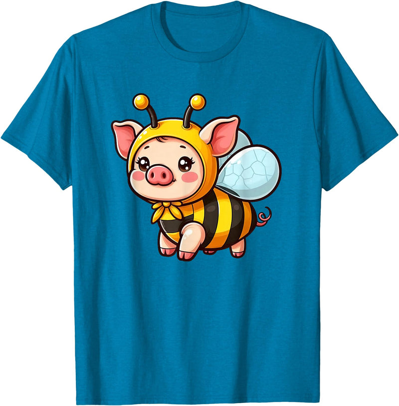 Funny Mini Pig Gifts Mini Pig Bee Pet Funny Animal T-Shirt - Sapphire Blue