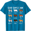 God Says I Am Christian Bible Verse Apparel God Says I Am Cute Heifer Cow Bible Verse Christian T-Shirt - Sapphire Blue