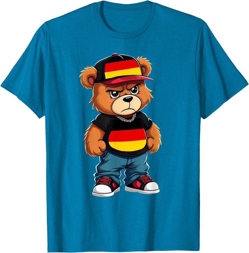 German Teddy Bear Breakdance Rapper German Flag Teddy Bear Germany Hip Hop T-Shirt - Sapphire Blue