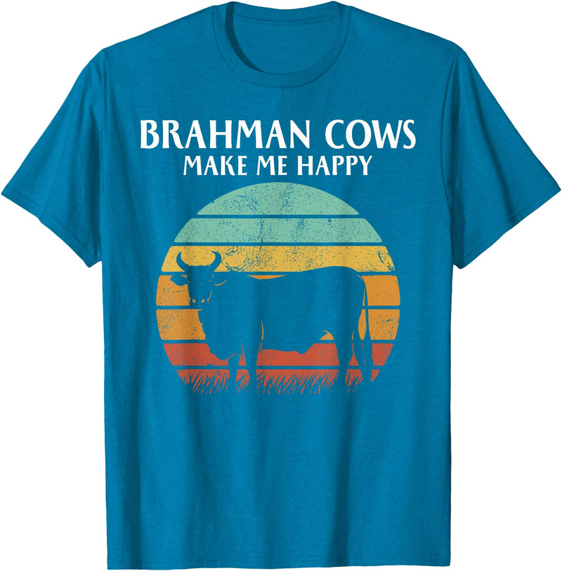 brahman cows make me happy T-Shirt - Sapphire Blue