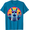 Llama Alpaca Vintage Art Co. Llama Alpaca Retro 80s Style T-Shirt - Sapphire Blue