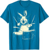 Cute Rabbit Playing Drums Funny Music Animal Drummer Graphic T-Shirt in Sapphire Blue