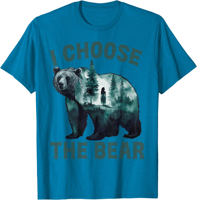 I choose the bear Apparel I choose the bear Shirt 2024 Bear In The Camp Trending T-Shirt - Sapphire Blue