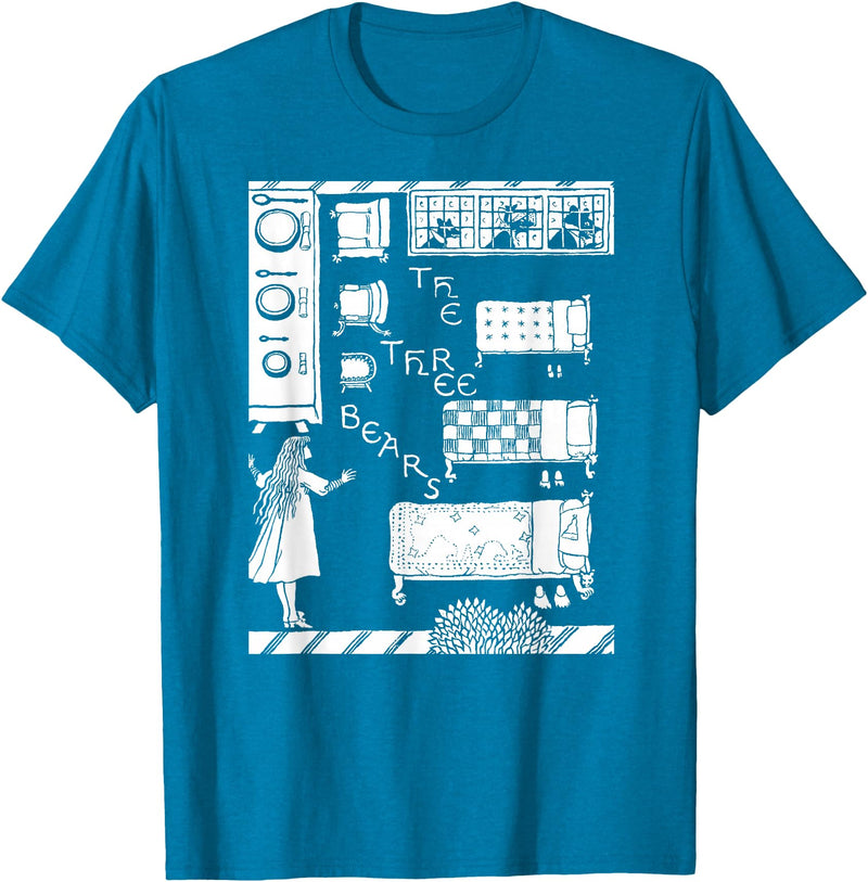 Vintage Fairy Tale Shirts The 3 Bears Vintage Goldilocks Retro Fairy Tale T-Shirt - Sapphire Blue