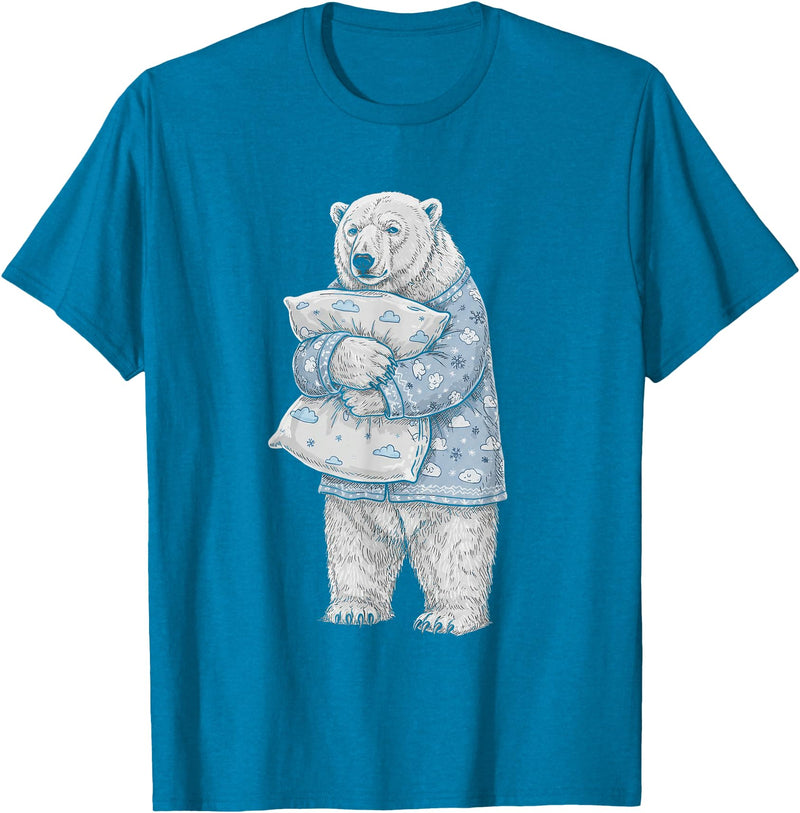 Sleeping & Napping Funny Designs For Nap Lovers Funny Sleepy Polar Bear Pajama Women Men Kids Boys And Girls T-Shirt - Sapphire Blue