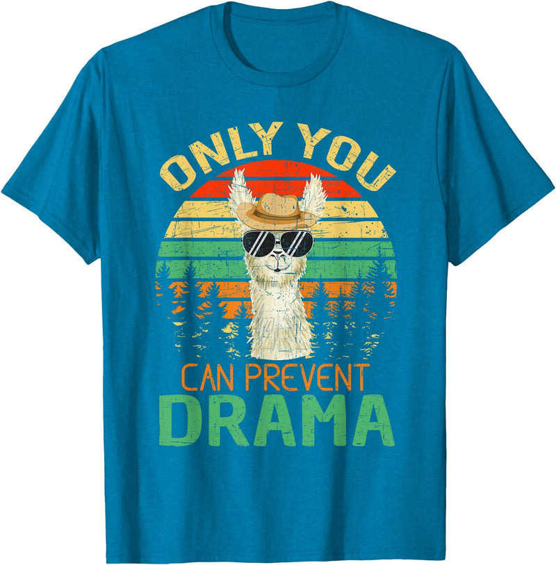 Only You Can Prevent Drama Camping Llama Gift Tee Only You Can Prevent Drama Lama Camping T-Shirt - Sapphire Blue
