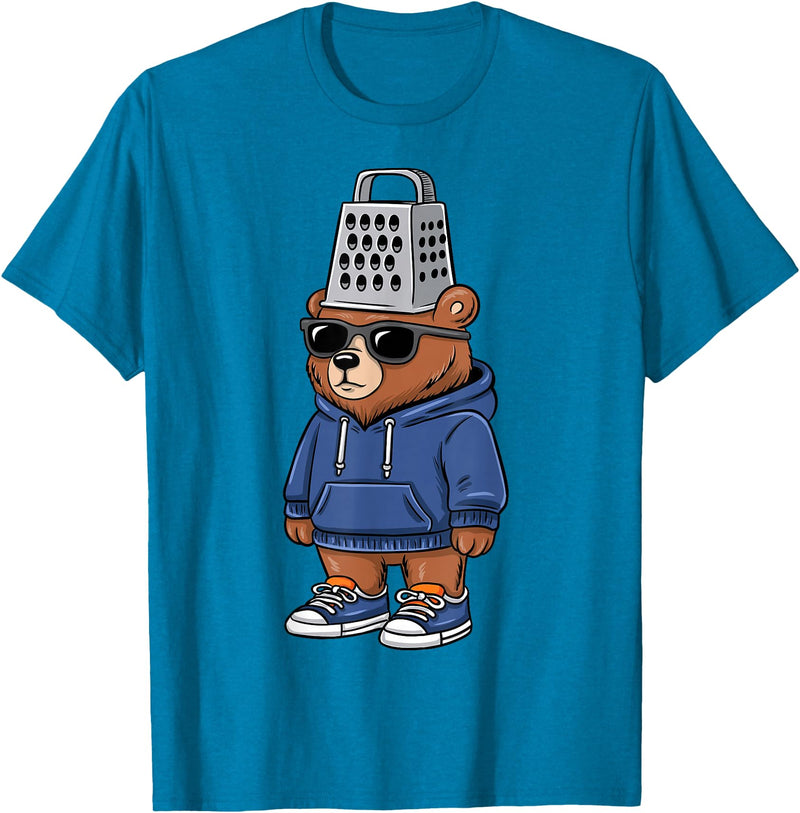 InGENIUS Bear Lover Shirts & Gifts Funny Bear with Cheese Grater Hat Sunglasses Bear Lover Boys T-Shirt - Sapphire Blue