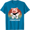 Animals Puns Pig Karate Pork Chop Pun T-Shirt - Sapphire Blue
