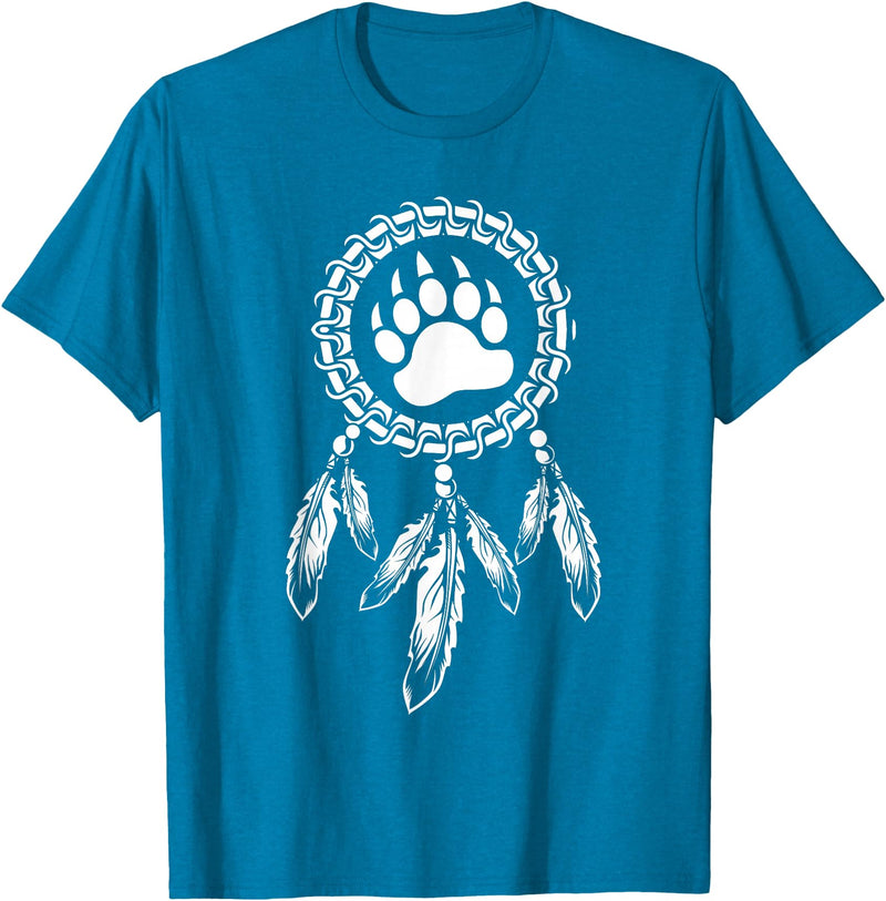 Indigenous Native American For Men Traditional Dreamcatcher Women Bear Native American T-Shirt - Sapphire Blue