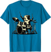 Retro Drummer Guinea Pig Lover Rock Design Guinea Pig Drummer Rock Drummer Guinea Pig Playing Drums T-Shirt - Sapphire Blue