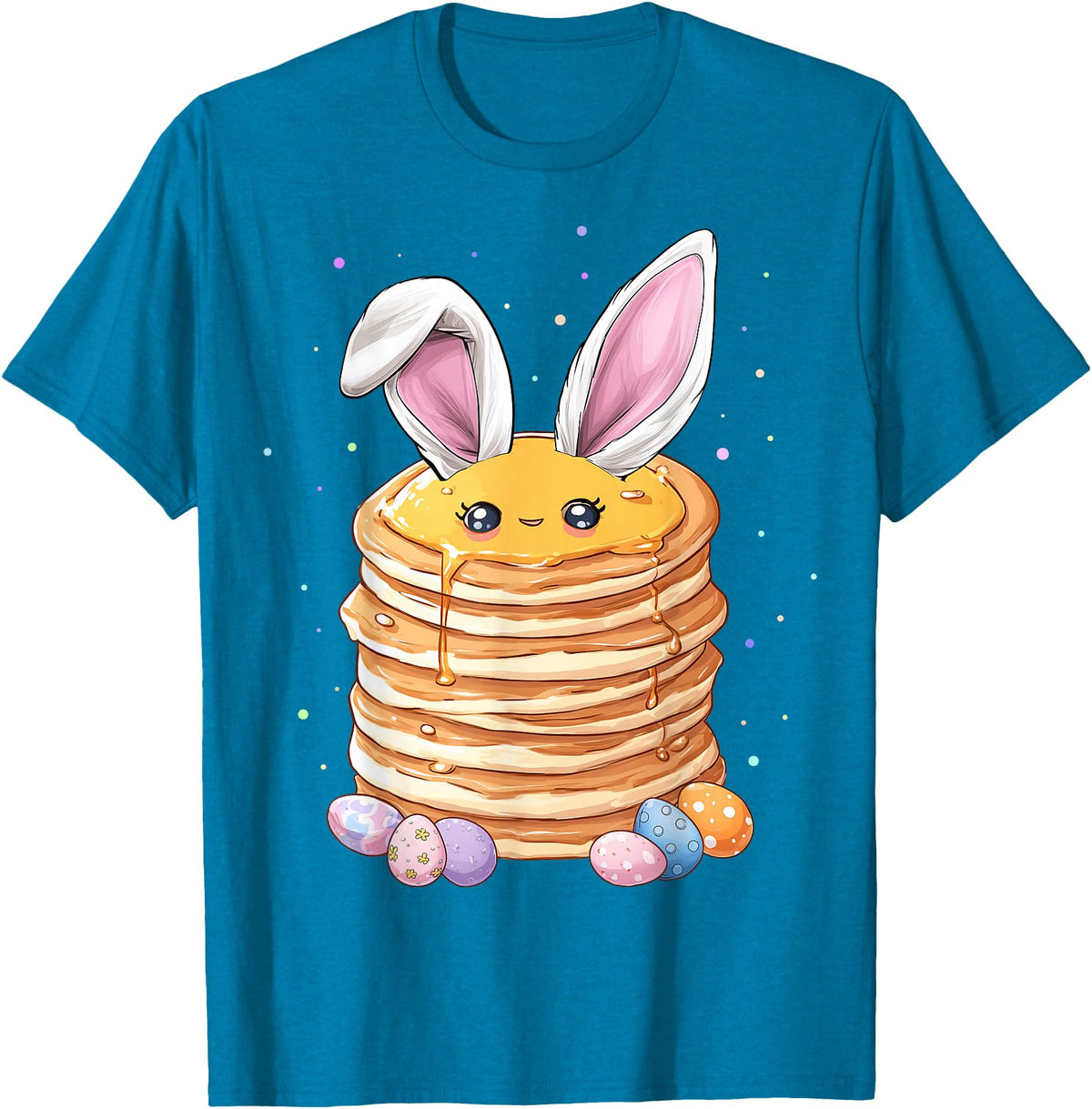 Pancake Food Easter Rabbit Eggs Bunny Ears Breakfast Cute T-Shirt in Sapphire Blue