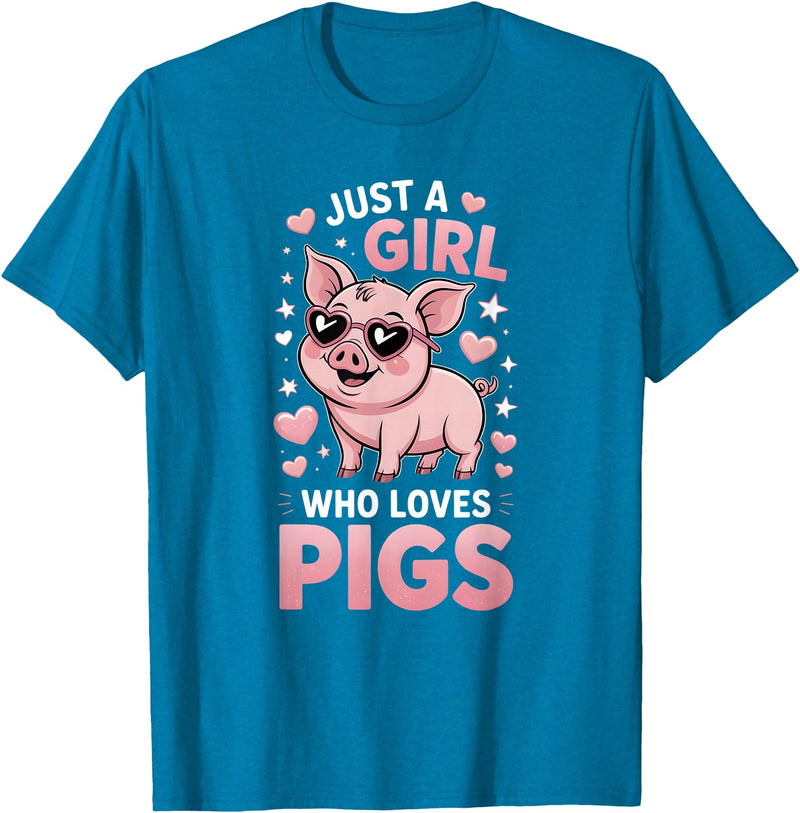 Pig Shirts & Gifts for Girls Girls Pig T-Shirt - Sapphire Blue
