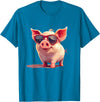 Funny Piggy Pig Sunglasses Piggy Costume for bespectacled Pigs Lovers T-Shirt - Sapphire Blue