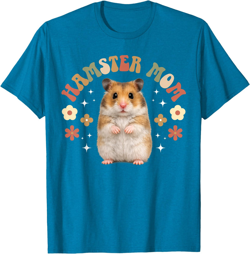 Hamster Mom Groovy Hamster Mama Hamster Owner Hamster Lover T-Shirt - Sapphire Blue